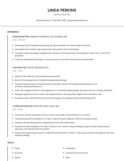 Design Drafter Resume