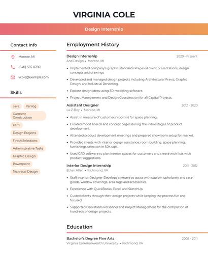 Design Internship Resume