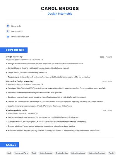 Design Internship Resume
