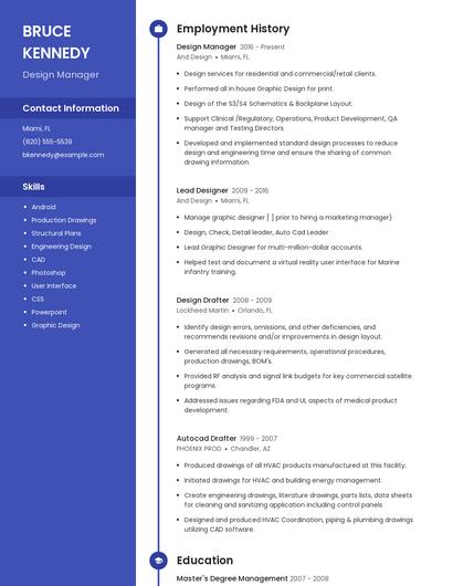Design Manager Resume