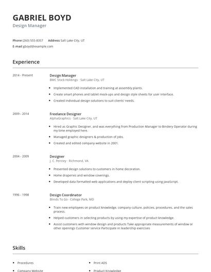 Design Manager Resume