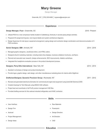 Design Manager Resume