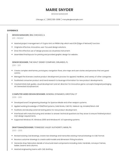 Design Manager Resume