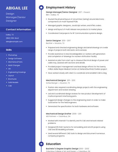 Design Manager/Senior Designer Resume