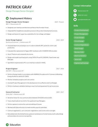 Design Manager/Senior Designer Resume