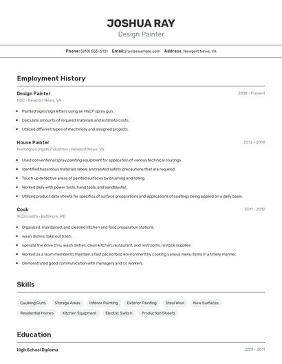Design Painter Resume