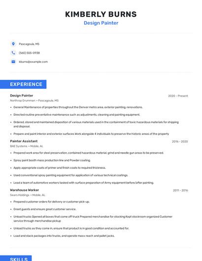 Design Painter Resume