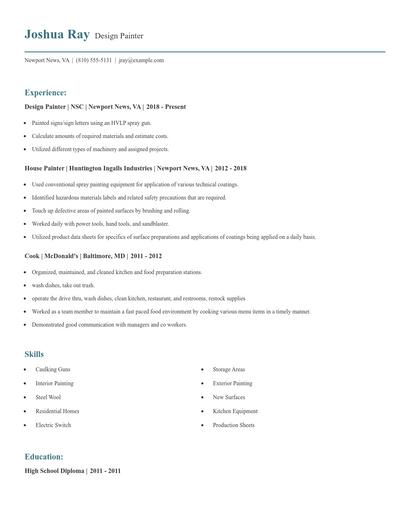 Design Painter Resume
