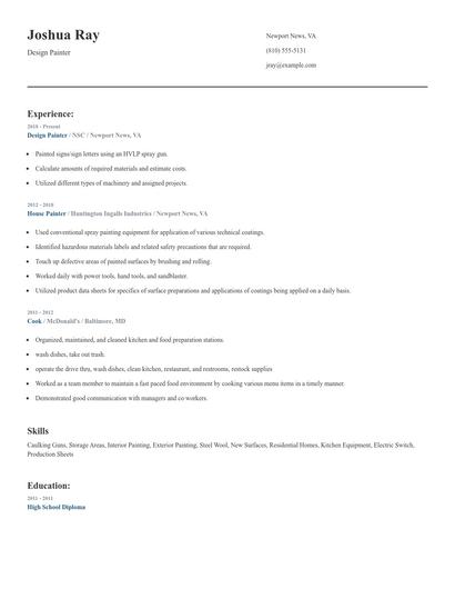 Design Painter Resume