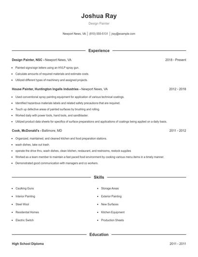 Design Painter Resume