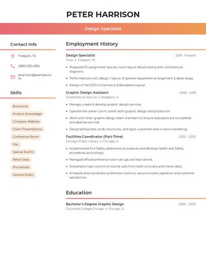 Design Specialist Resume