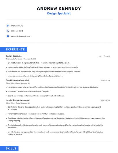 Design Specialist Resume