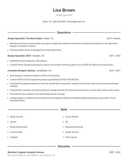 Design Specialist Resume