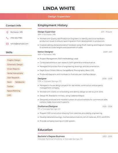 Design Supervisor Resume