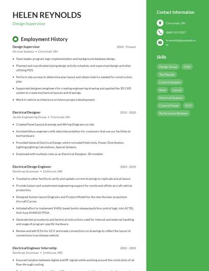 Design Supervisor Resume