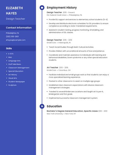 Design Teacher Resume