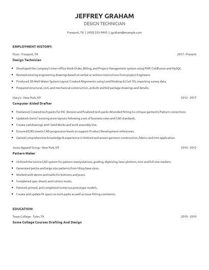 Design Technician Resume