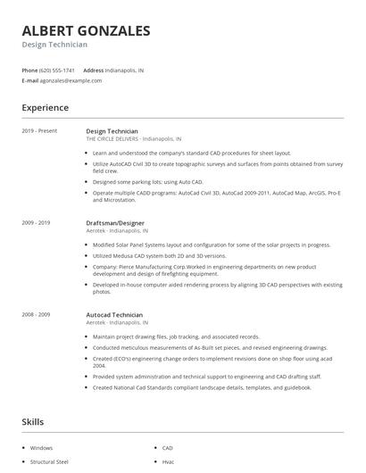 Design Technician Resume