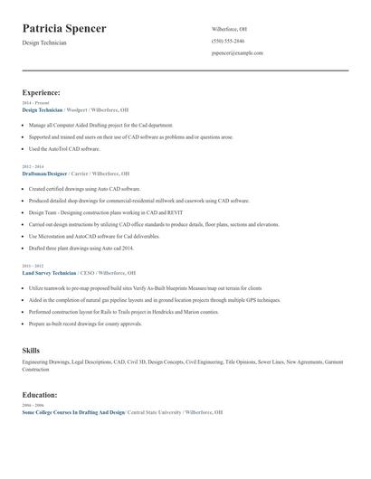 Design Technician Resume