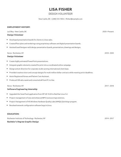 Design Volunteer Resume