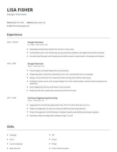 Design Volunteer Resume