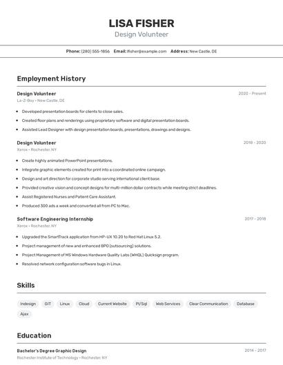 Design Volunteer Resume