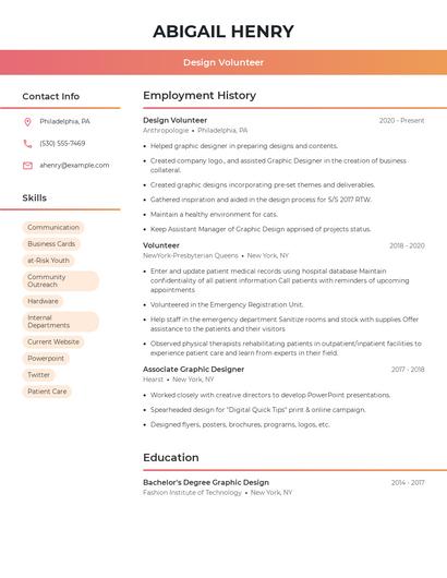 Design Volunteer Resume