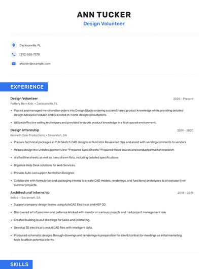 Design Volunteer Resume