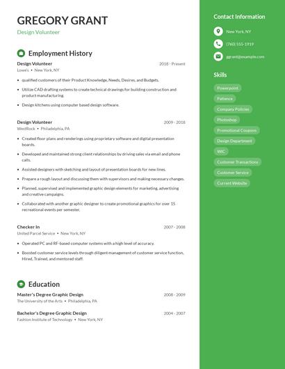 Design Volunteer Resume