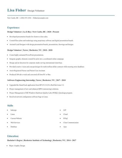 Design Volunteer Resume