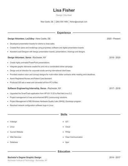 Design Volunteer Resume