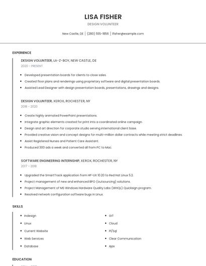Design Volunteer Resume