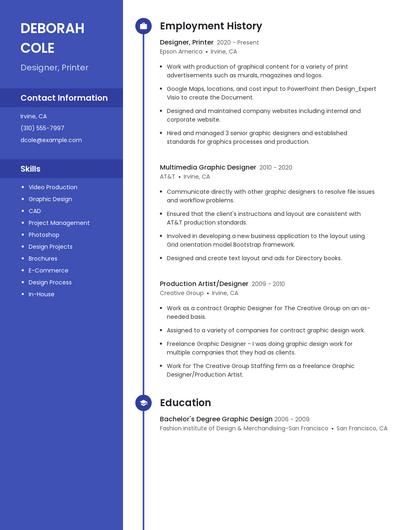 Designer, Printer Resume