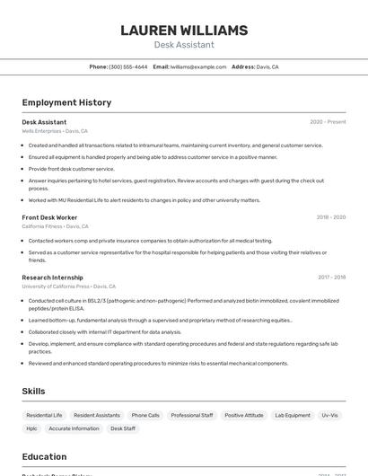 Resume example 2