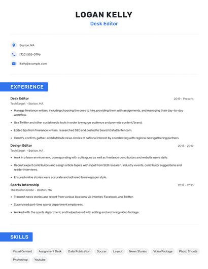 Desk Editor Resume