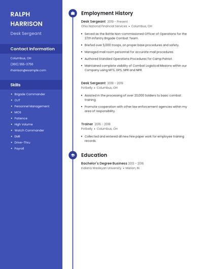 Desk Sergeant Resume