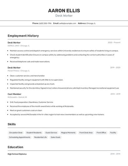 Resume example 2