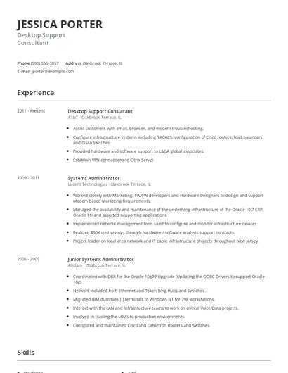 Desktop Support Consultant Resume