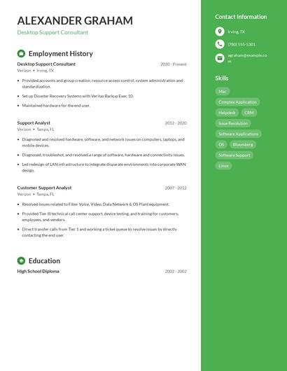 Desktop Support Consultant Resume