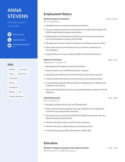 Desktop Support Consultant Resume
