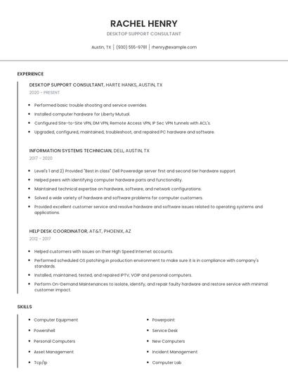 Desktop Support Consultant Resume