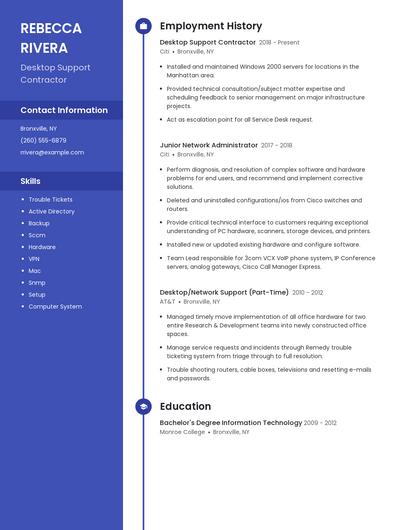 Desktop Support Contractor Resume