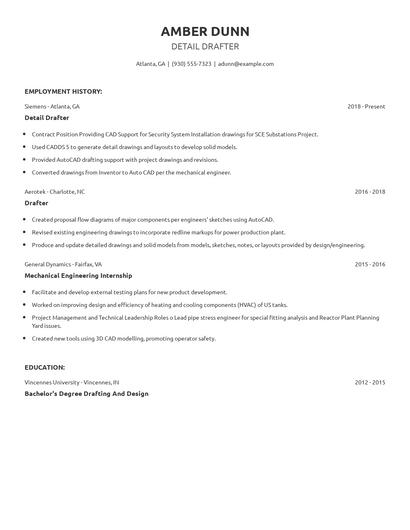 Detail Drafter Resume