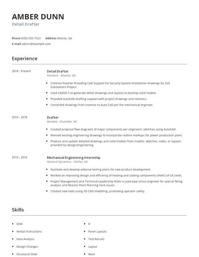Detail Drafter Resume