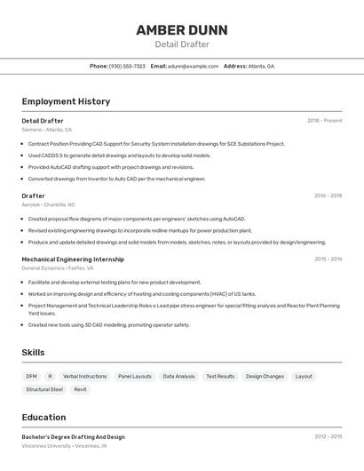 Detail Drafter Resume