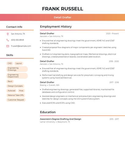 Detail Drafter Resume