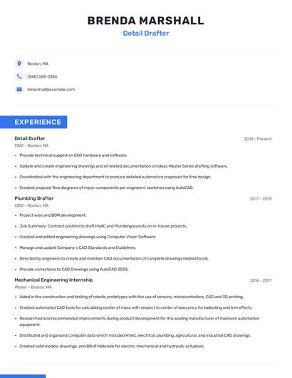 Detail Drafter Resume