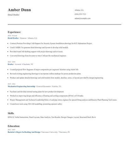 Detail Drafter Resume