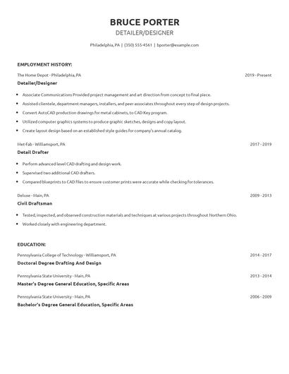 Detailer/Designer Resume