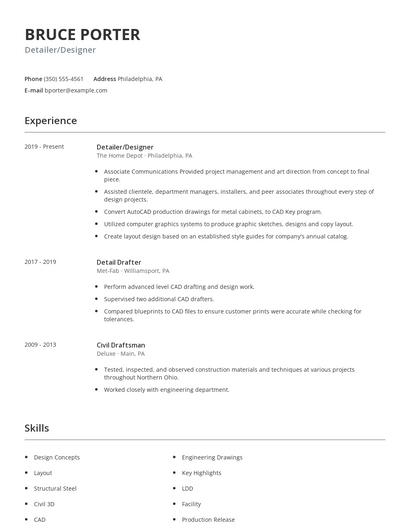 Detailer/Designer Resume